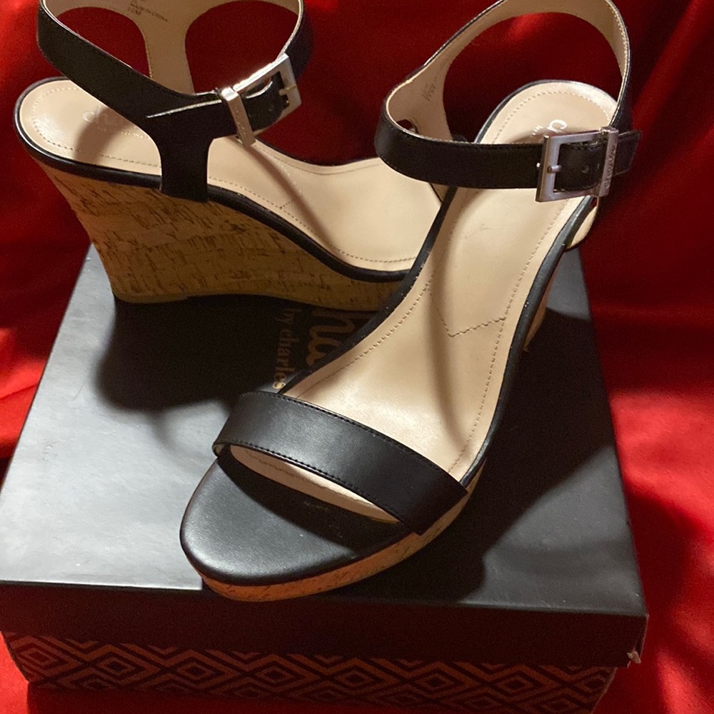 Charles by Charles David black wedge heel sandal
